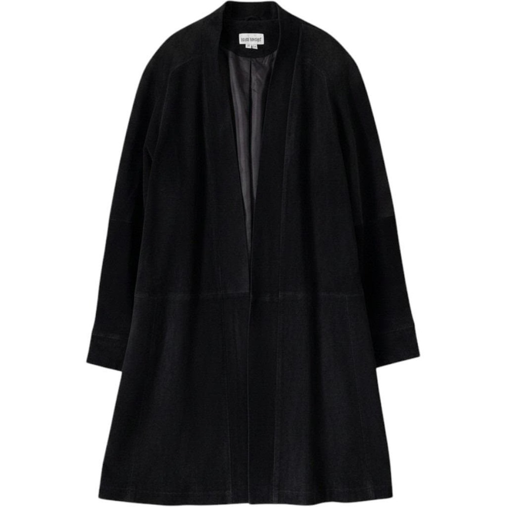 Ellen Ashley Womens Black Suede Swing Coat Oversized Vintage 90s Shoulder Pads S
